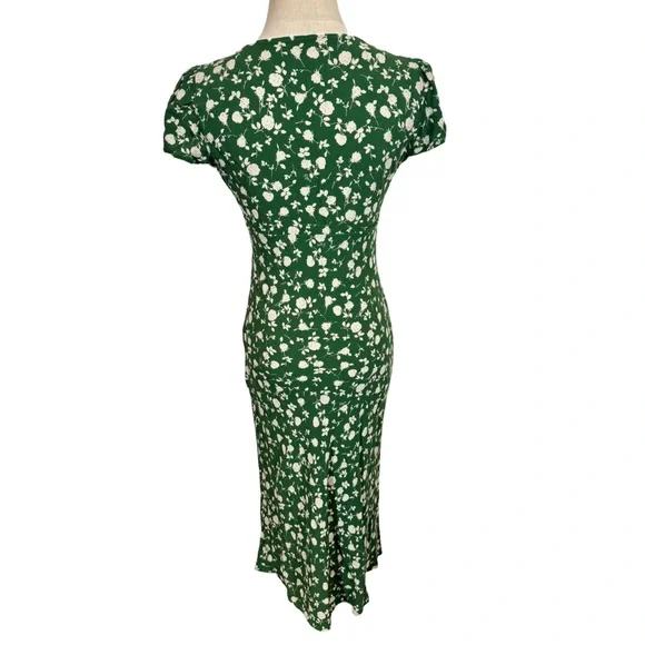 Rouje Ines Midi Dress in Green Floral size 36/US4